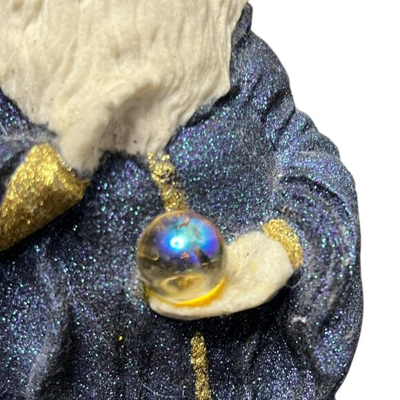 Metallia Wizard Statue Figure Blue Glitter Holding Crystal Ball - Picture 6 of 10